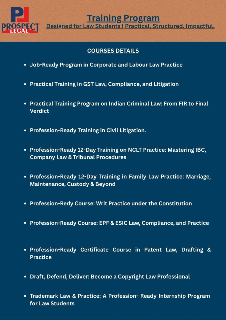 Prospect Legal Pvt Ltd Providing - Internship Program for Freshers & Law Scholars Prospect Legal Pvt Ltd Providing - Internship Program for Freshers & Law Scholars